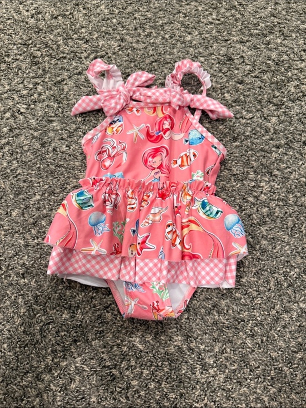Marie Nicole 12-18 month Pink Mermaid Print Ruffle One-Piece Swimsuit